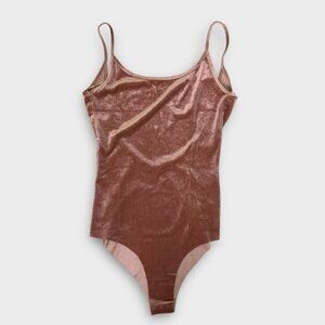 NWT Zara Velvet Bodysuit in Shimmering Rose Gold